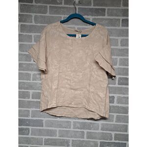 Valentina Naldi Womens Linen Floral Embroidered Ruffle Sleeve Size Medium‎ NWT